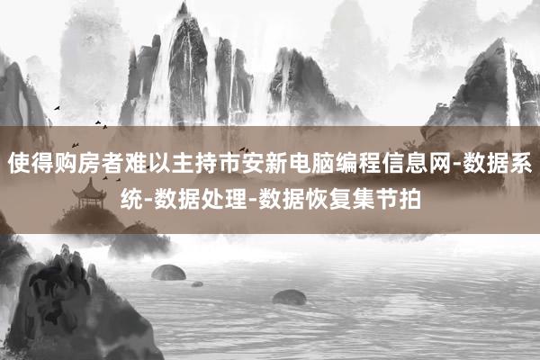 使得购房者难以主持市安新电脑编程信息网-数据系统-数据处理-数据恢复集节拍