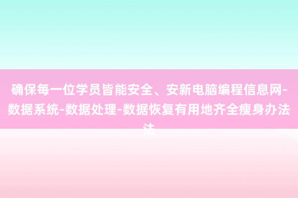 确保每一位学员皆能安全、安新电脑编程信息网-数据系统-数据处理-数据恢复有用地齐全瘦身办法