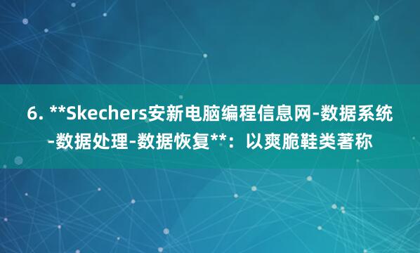 6. **Skechers安新电脑编程信息网-数据系统-数据处理-数据恢复**：以爽脆鞋类著称